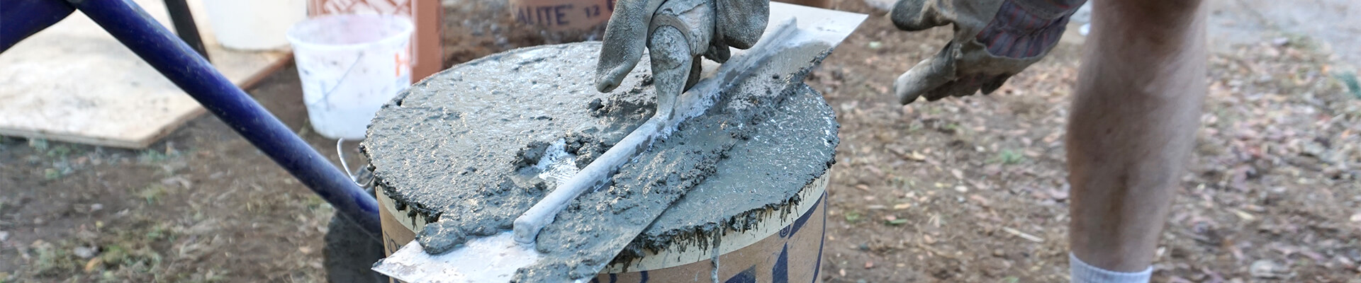 A close-up view of a foundation pier being worked on.