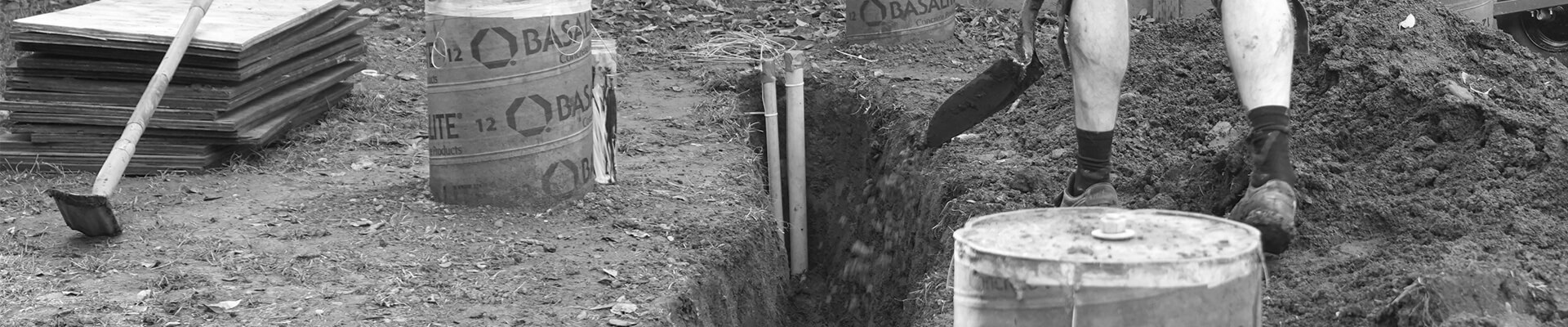 A close-up view of a foundation pier being worked on.